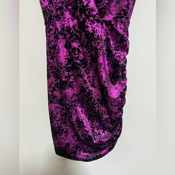 Marciano Metallic Velvet Burnout Ruched Mini Dress Size Small Grunge Fairy - Picture 4 of 9